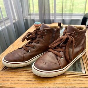 Cat & Jack Boy's Shoes Brown Lace Zip Up Sneakers
